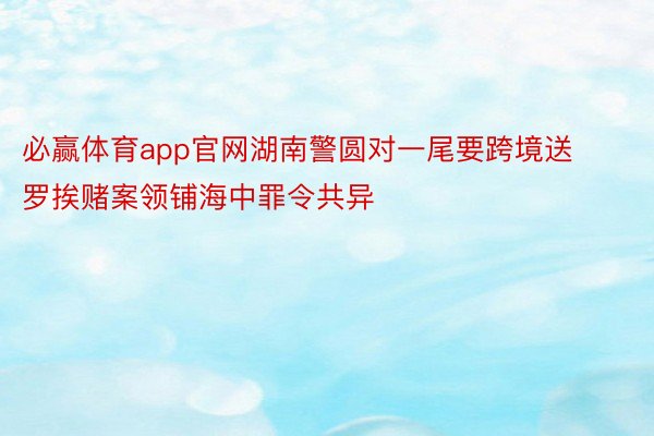 必赢体育app官网湖南警圆对一尾要跨境送罗挨赌案领铺海中罪令共异