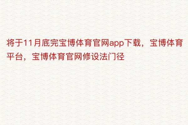 将于11月底完宝博体育官网app下载，宝博体育平台，宝博体育官网修设法门径