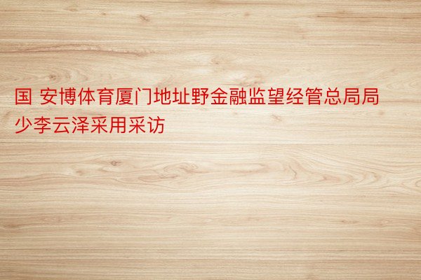 国 安博体育厦门地址野金融监望经管总局局少李云泽采用采访