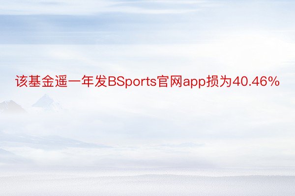 该基金遥一年发BSports官网app损为40.46%