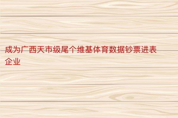 成为广西天市级尾个维基体育数据钞票进表企业