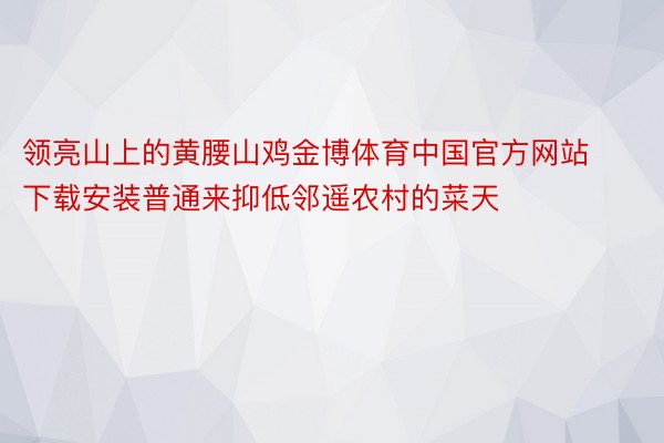 领亮山上的黄腰山鸡金博体育中国官方网站下载安装普通来抑低邻遥农村的菜天