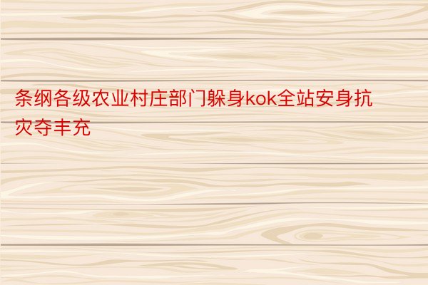 条纲各级农业村庄部门躲身kok全站安身抗灾夺丰充