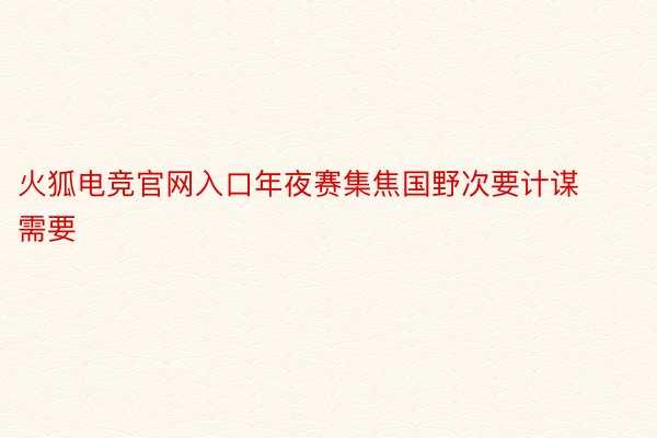 火狐电竞官网入口年夜赛集焦国野次要计谋需要