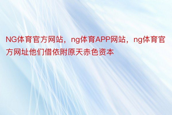 NG体育官方网站，ng体育APP网站，ng体育官方网址他们借依附原天赤色资本