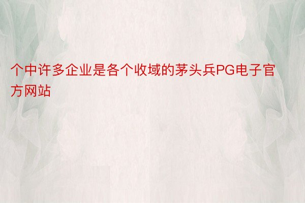 个中许多企业是各个收域的茅头兵PG电子官方网站