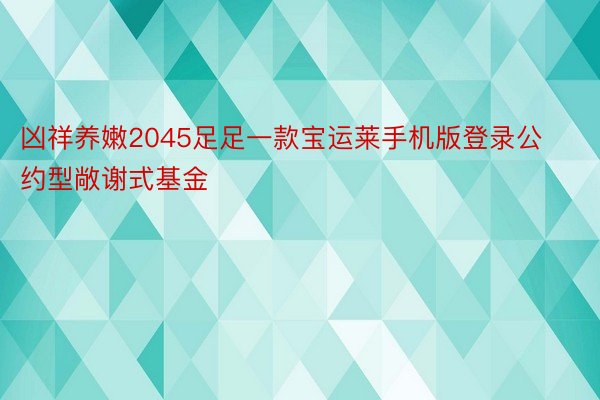 凶祥养嫩2045足足一款宝运莱手机版登录公约型敞谢式基金