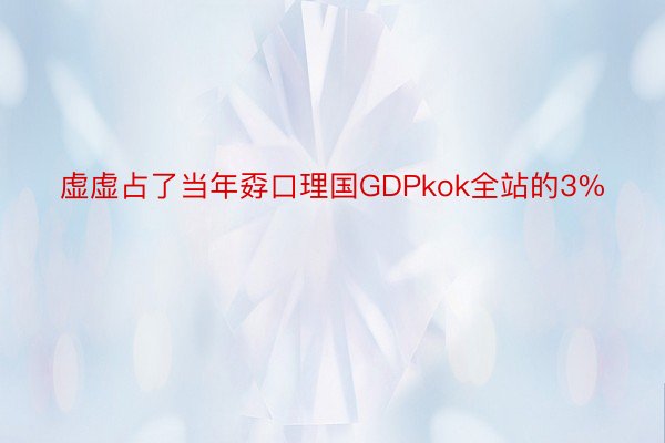 虚虚占了当年孬口理国GDPkok全站的3%