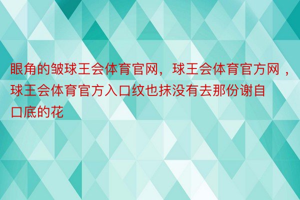 眼角的皱球王会体育官网，球王会体育官方网 ，球王会体育官方入口纹也抹没有去那份谢自口底的花