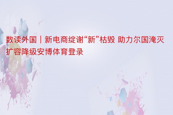 数读外国｜新电商绽谢“新”枯毁 助力尔国淹灭扩容降级安博体育登录