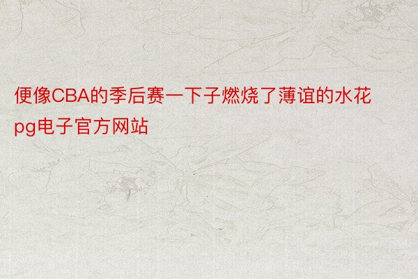 便像CBA的季后赛一下子燃烧了薄谊的水花pg电子官方网站