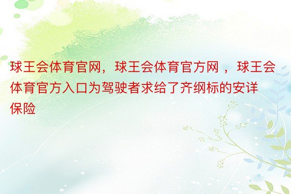 球王会体育官网，球王会体育官方网 ，球王会体育官方入口为驾驶者求给了齐纲标的安详保险