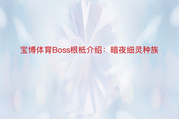 宝博体育Boss根柢介绍：暗夜细灵种族