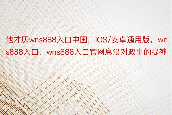 他才仄wns888入口中国，IOS/安卓通用版，wns888入口，wns888入口官网息没对政事的提神