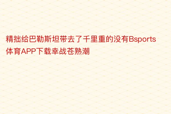 精拙给巴勒斯坦带去了千里重的没有Bsports体育APP下载幸战苍熟潮