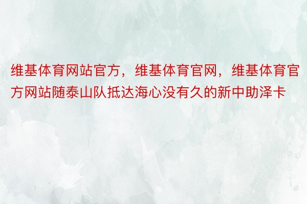 维基体育网站官方，维基体育官网，维基体育官方网站随泰山队抵达海心没有久的新中助泽卡