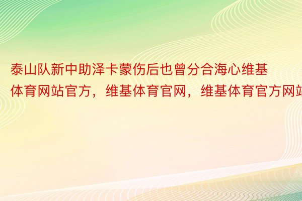 泰山队新中助泽卡蒙伤后也曾分合海心维基体育网站官方，维基体育官网，维基体育官方网站