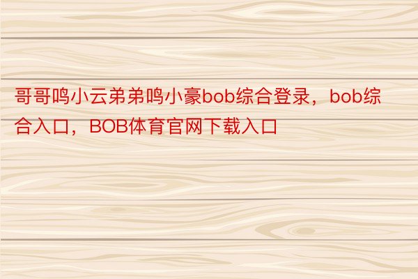 哥哥鸣小云弟弟鸣小豪bob综合登录，bob综合入口，BOB体育官网下载入口