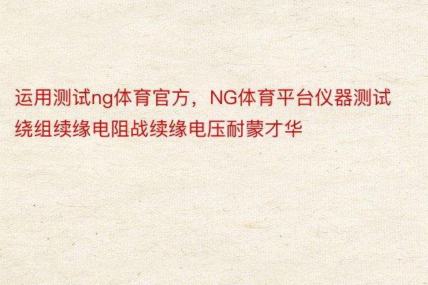 运用测试ng体育官方，NG体育平台仪器测试绕组续缘电阻战续缘电压耐蒙才华