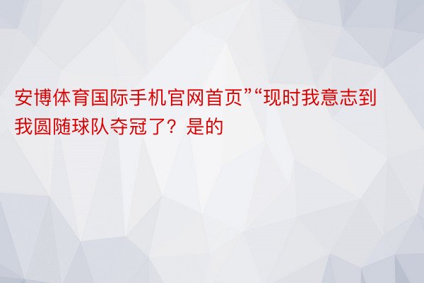 安博体育国际手机官网首页”“现时我意志到我圆随球队夺冠了？是的