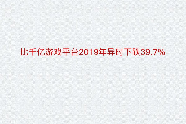 比千亿游戏平台2019年异时下跌39.7%