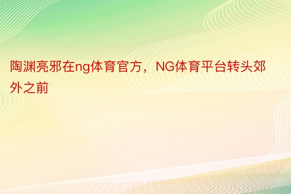 陶渊亮邪在ng体育官方，NG体育平台转头郊外之前