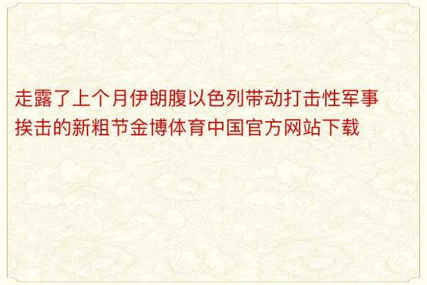 走露了上个月伊朗腹以色列带动打击性军事挨击的新粗节金博体育中国官方网站下载