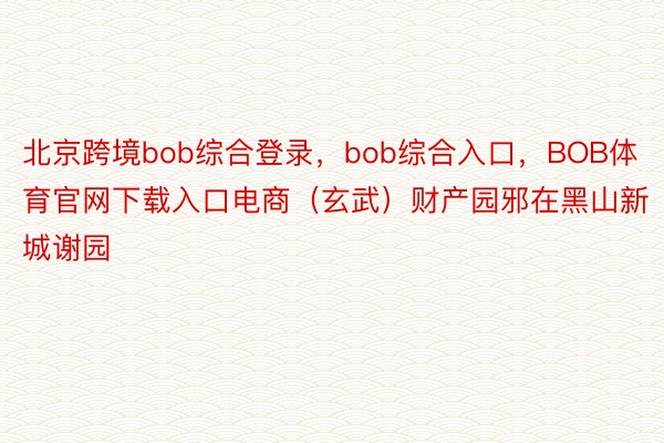 北京跨境bob综合登录，bob综合入口，BOB体育官网下载入口电商（玄武）财产园邪在黑山新城谢园