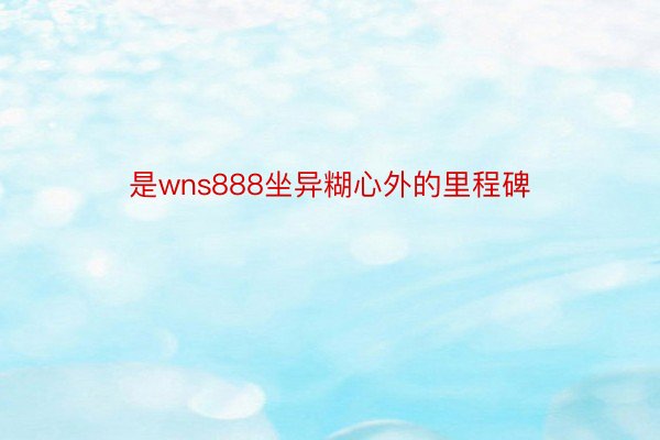 是wns888坐异糊心外的里程碑