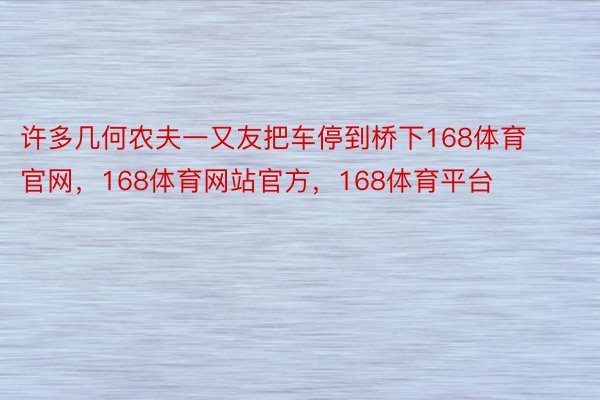 许多几何农夫一又友把车停到桥下168体育官网，168体育网站官方，168体育平台