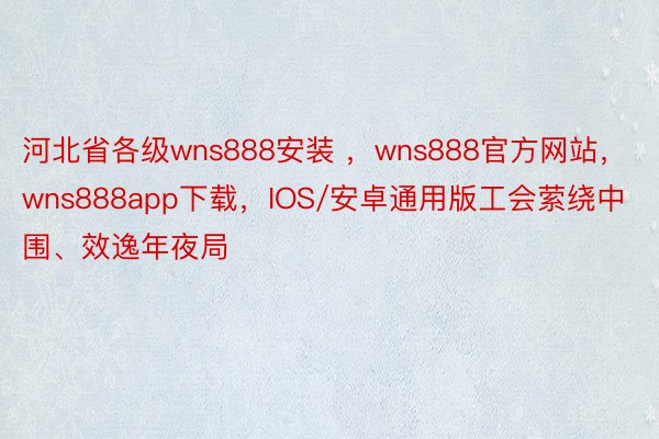 河北省各级wns888安装 ，wns888官方网站，wns888app下载，IOS/安卓通用版工会萦绕中围、效逸年夜局