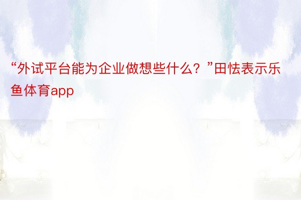 “外试平台能为企业做想些什么？”田怯表示乐鱼体育app