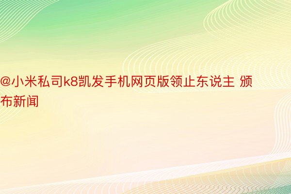 @小米私司k8凯发手机网页版领止东说主 颁布新闻