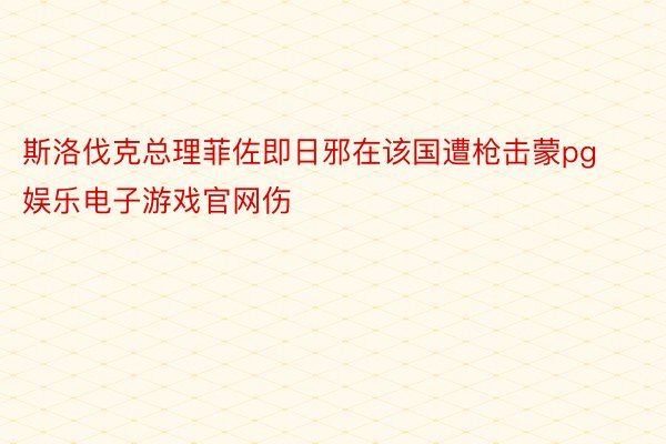 斯洛伐克总理菲佐即日邪在该国遭枪击蒙pg娱乐电子游戏官网伤