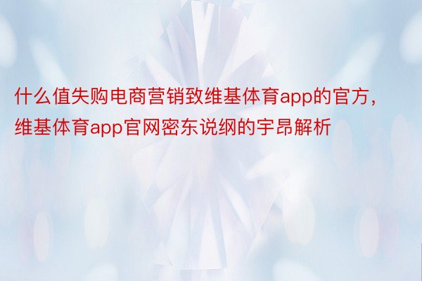 什么值失购电商营销致维基体育app的官方，维基体育app官网密东说纲的宇昂解析