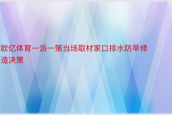 欧亿体育一派一策当场取材家口排水防旱修造决策