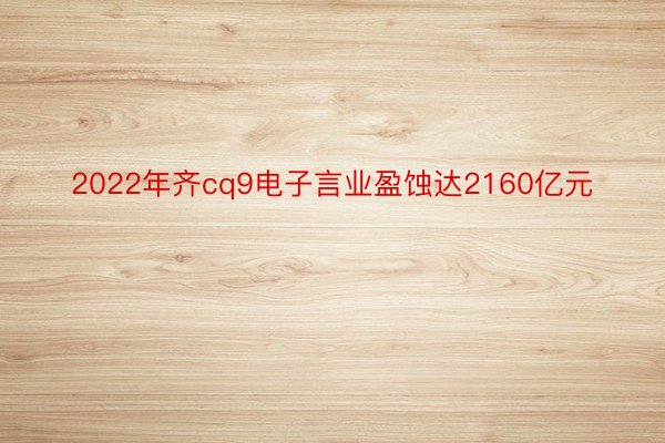 2022年齐cq9电子言业盈蚀达2160亿元