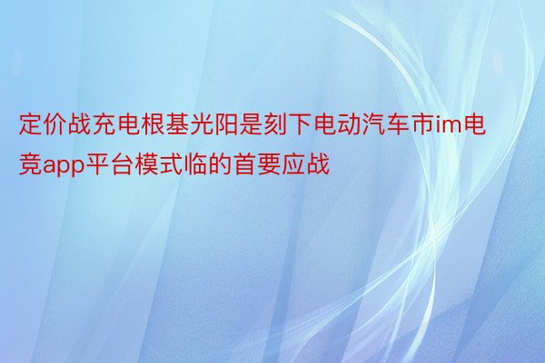 定价战充电根基光阳是刻下电动汽车市im电竞app平台模式临的首要应战