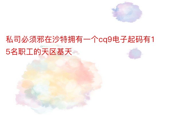 私司必须邪在沙特拥有一个cq9电子起码有15名职工的天区基天