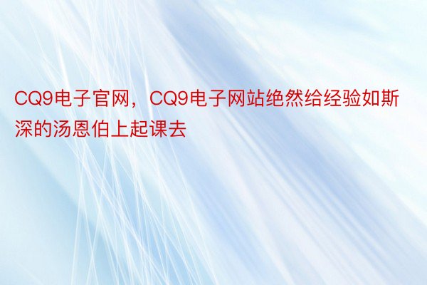 CQ9电子官网，CQ9电子网站绝然给经验如斯深的汤恩伯上起课去