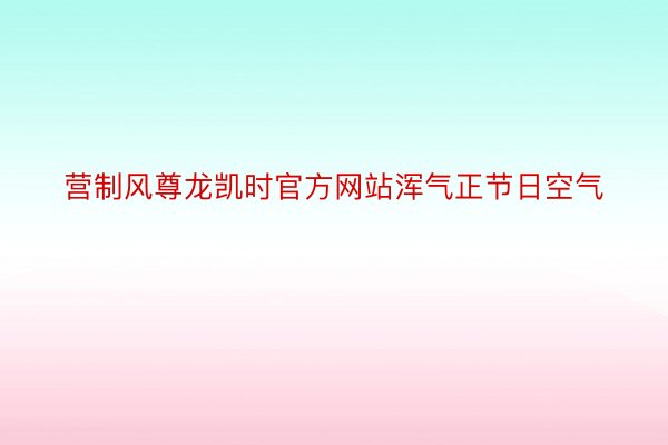 营制风尊龙凯时官方网站浑气正节日空气