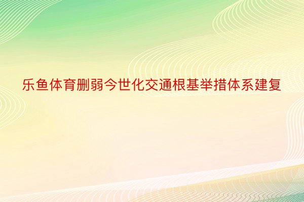 乐鱼体育删弱今世化交通根基举措体系建复