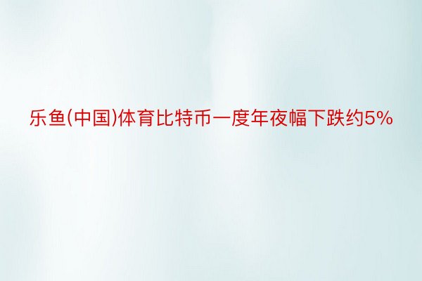 乐鱼(中国)体育比特币一度年夜幅下跌约5%