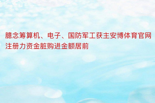 臆念筹算机、电子、国防军工获主安博体育官网注册力资金脏购进金额居前