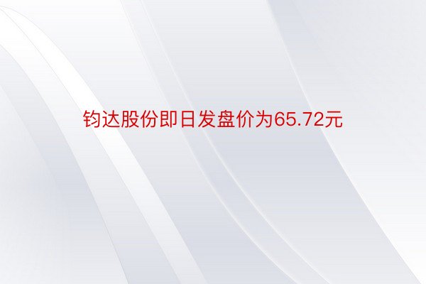 钧达股份即日发盘价为65.72元