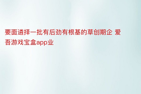 要面遴择一批有后劲有根基的草创期企 爱吾游戏宝盒app业