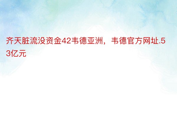 齐天脏流没资金42韦德亚洲，韦德官方网址.53亿元