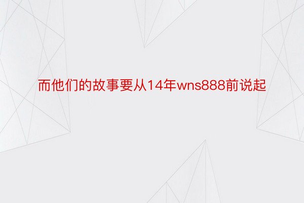 而他们的故事要从14年wns888前说起