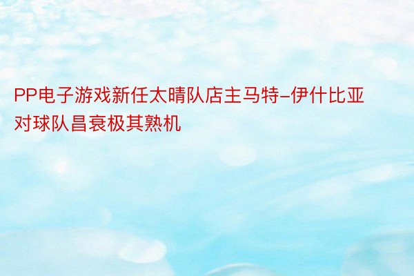 PP电子游戏新任太晴队店主马特-伊什比亚对球队昌衰极其熟机