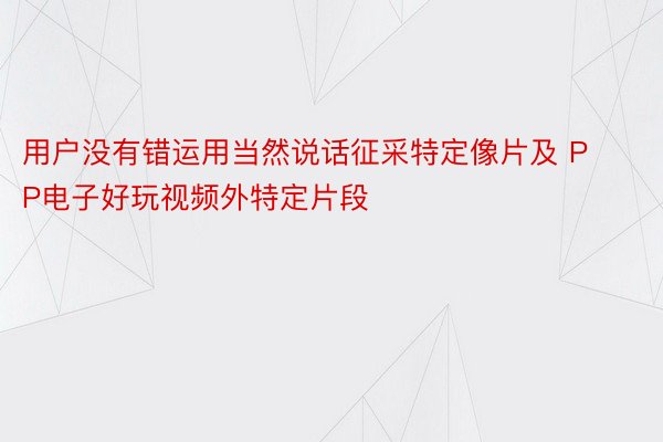 用户没有错运用当然说话征采特定像片及 PP电子好玩视频外特定片段